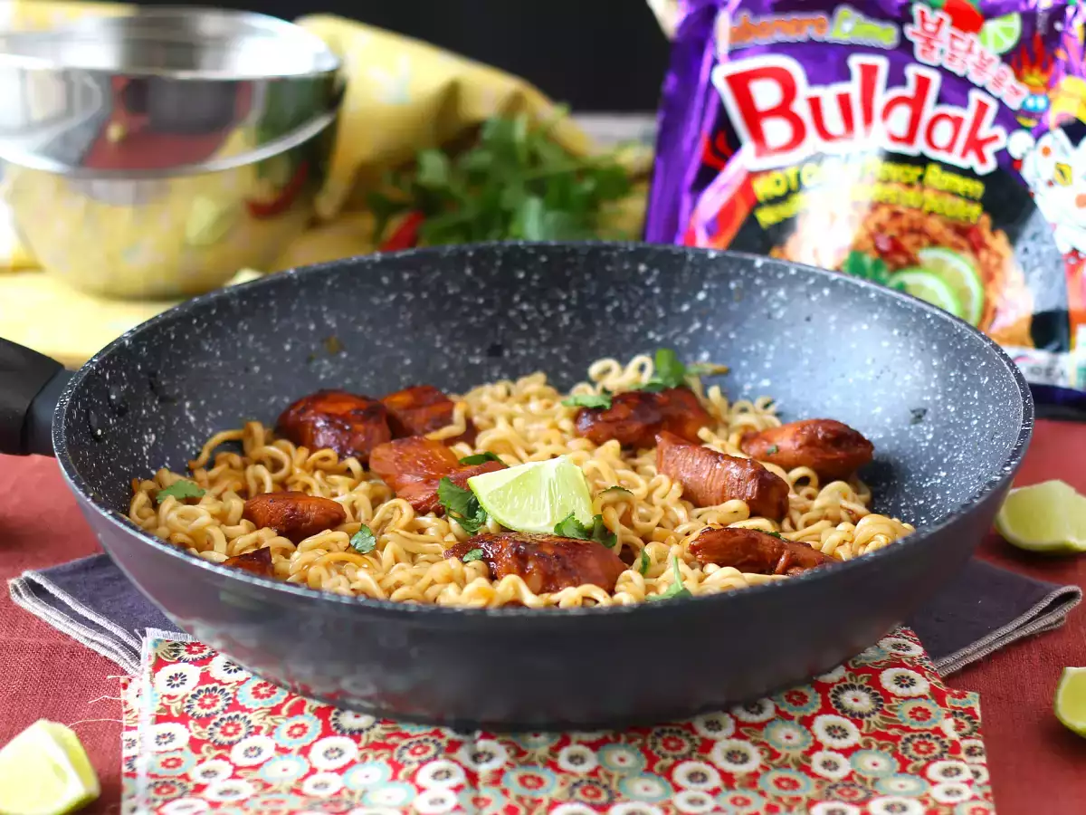 Ako uvariť buldak habanero limetkové rezance, recept s marinovaným kuracím mäsom! - foto 2