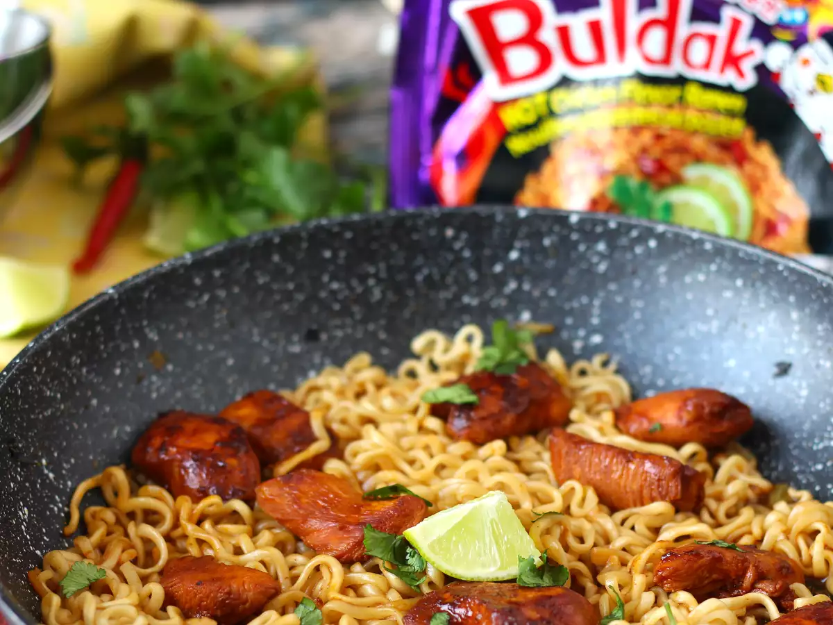 Ako uvariť buldak habanero limetkové rezance, recept s marinovaným kuracím mäsom! - foto 4