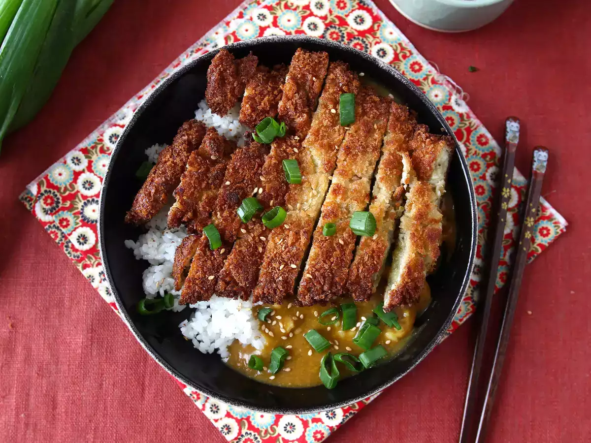 Baklažán obalený v panko strúhanke, japonské kari v štýle katsu, ale vegetariánske - foto 5