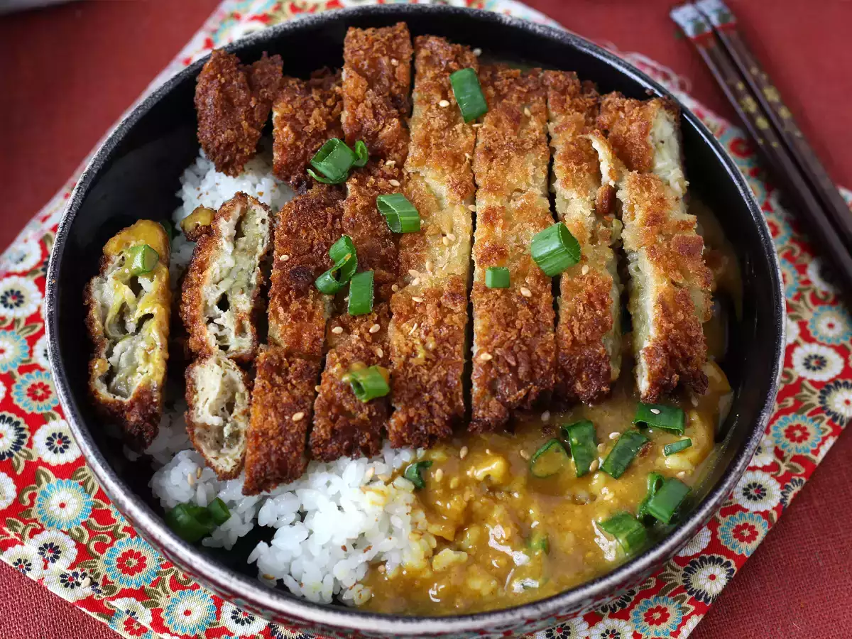Baklažán obalený v panko strúhanke, japonské kari v štýle katsu, ale vegetariánske - foto 8