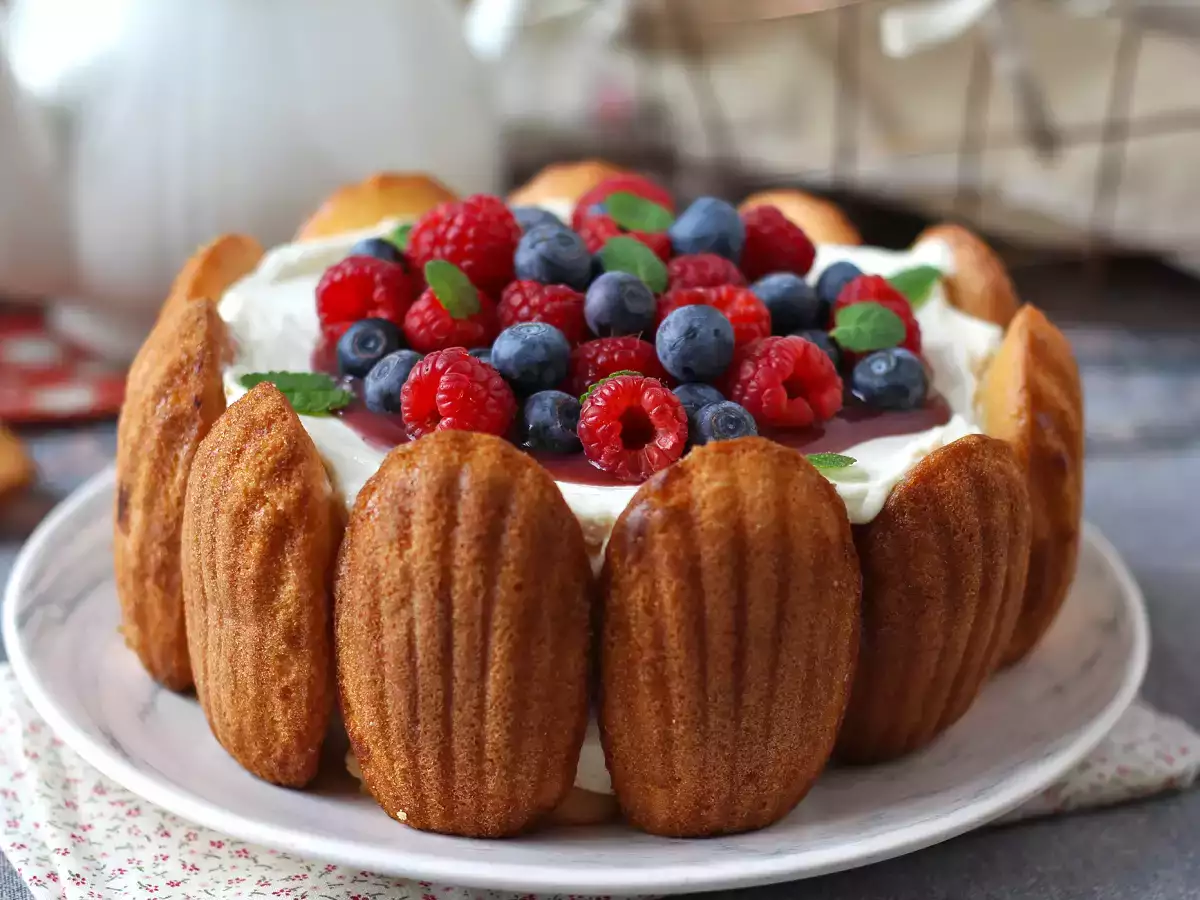 Charlotte s červeným ovocím a madeleines - foto 4