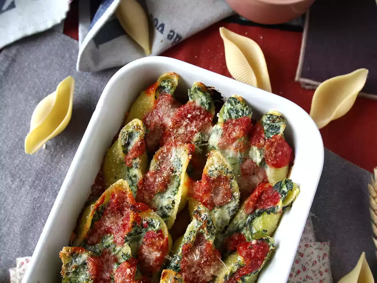 Conchiglioni plnené ricottou a špenátom: neodolateľné pečené vegetariánske jedlo - foto 3