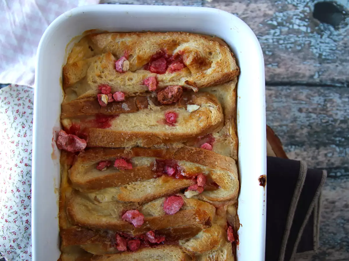 Francúzsky toast pečený v rúre s ružovou pralinkou, ultra-gurmánsky recept - foto 4