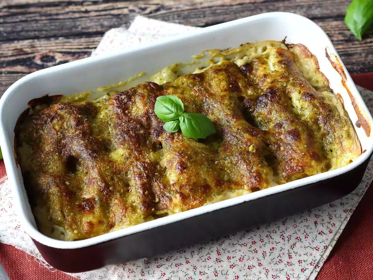 Krémové pesto cannelloni au gratin: jednoduchý a chutný recept