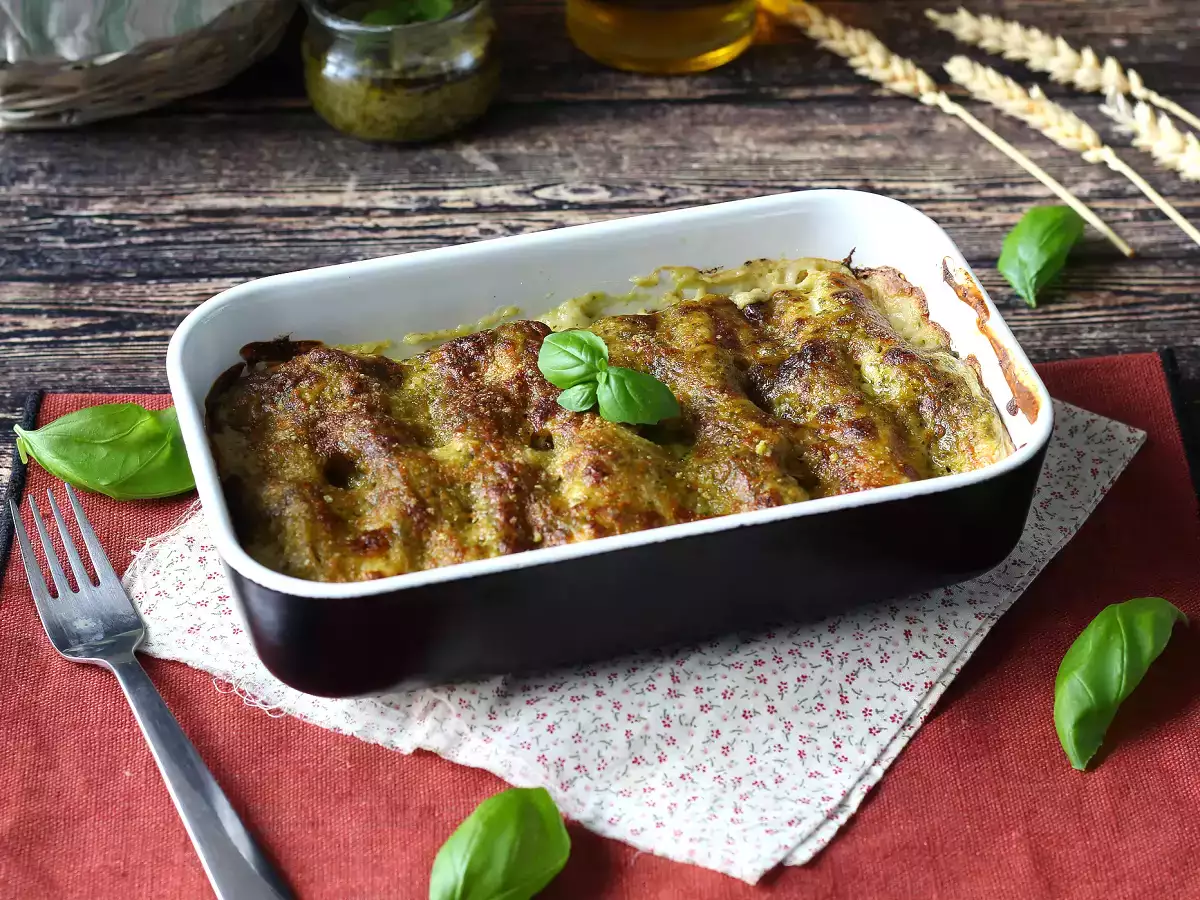 Krémové pesto cannelloni au gratin: jednoduchý a chutný recept - foto 2