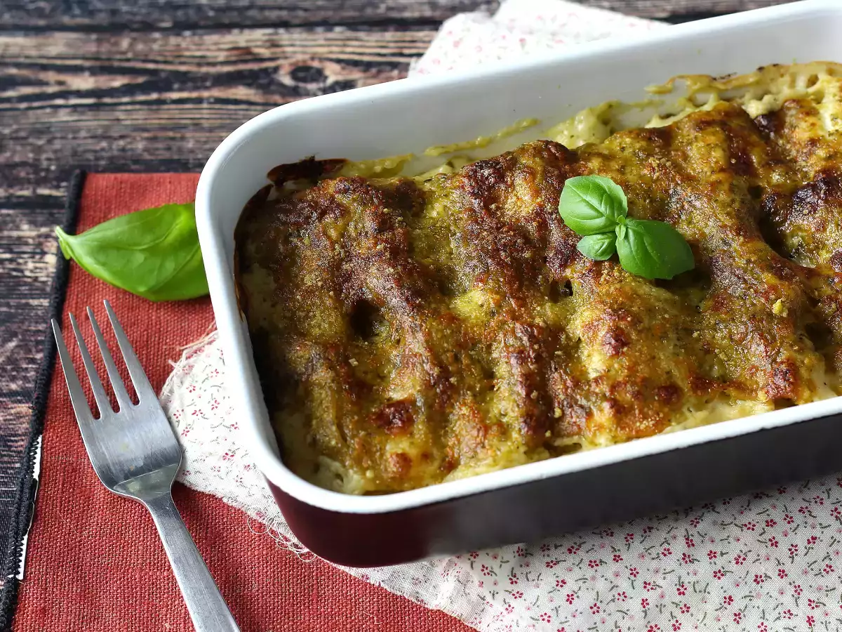 Krémové pesto cannelloni au gratin: jednoduchý a chutný recept - foto 3