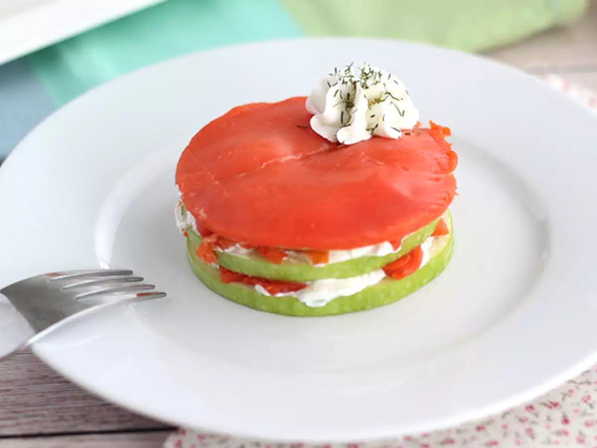 Losos mille feuille so zeleným jablkom