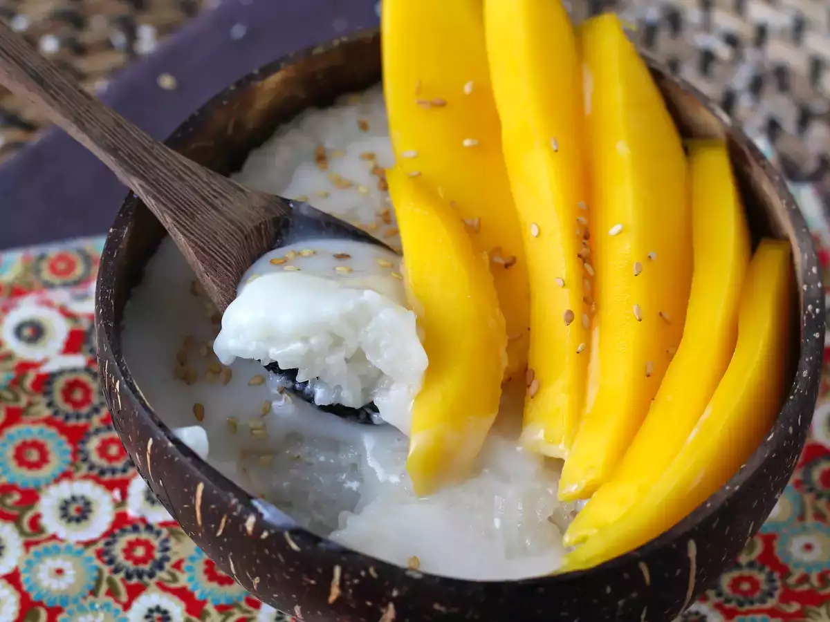 Mango lepkavá ryža, mimoriadne upokojujúci thajský dezert - foto 3