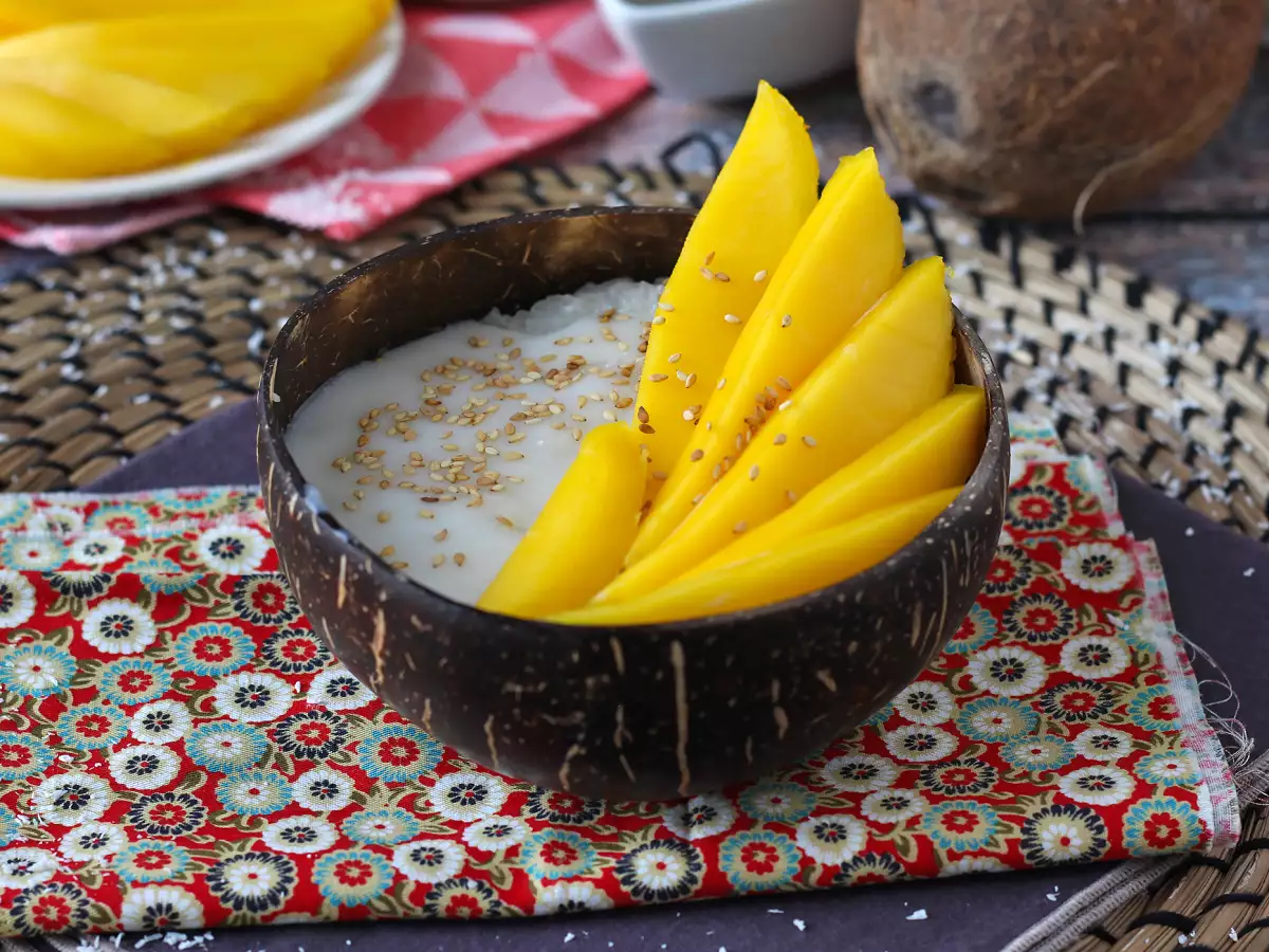 Mango lepkavá ryža, mimoriadne upokojujúci thajský dezert - foto 4