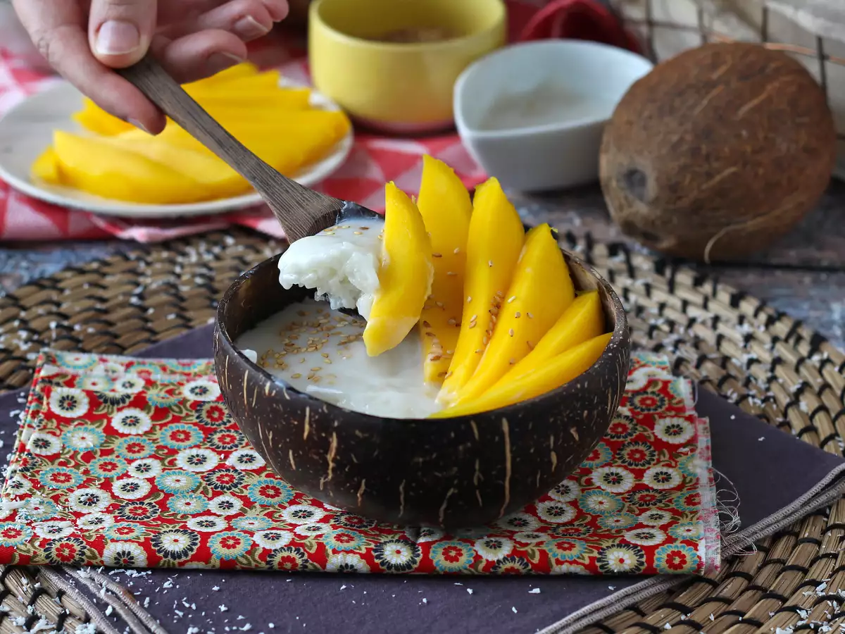 Mango lepkavá ryža, mimoriadne upokojujúci thajský dezert - foto 7