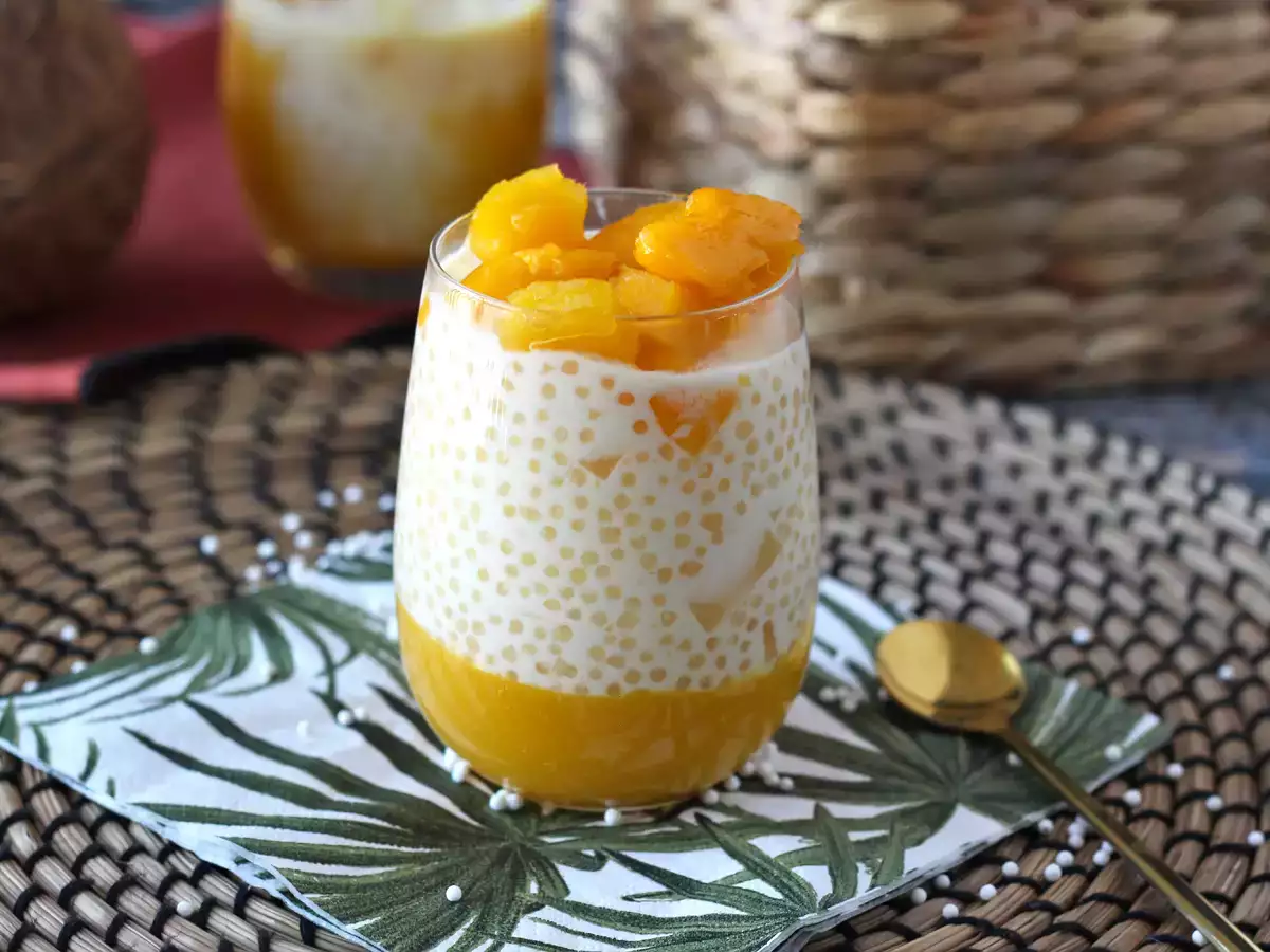 Mango ságo, ázijský dezert s tapiokou a mangom, ktorý si podmaní svojou jednoduchosťou.