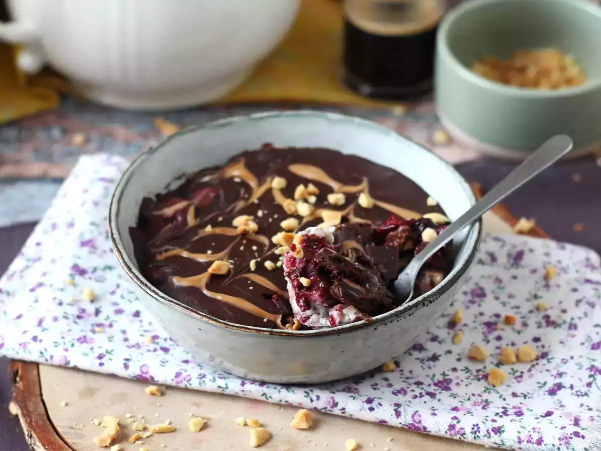 Nočné ovsené vločky červené ovocie a čokoláda, zdravé a sýte raňajky! - foto 7