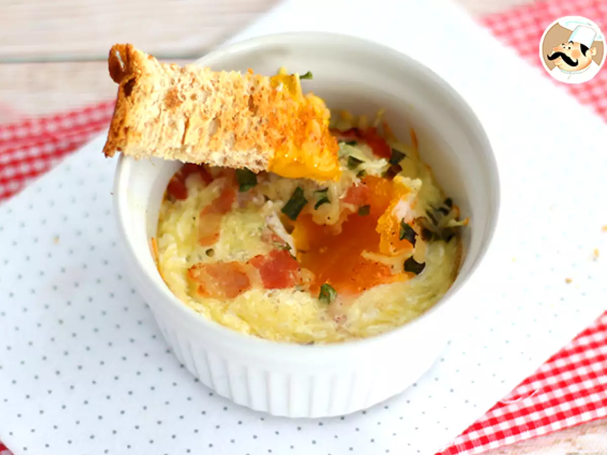 Oeufs cocotte so slaninou a pažítkou, rýchly recept - foto 2