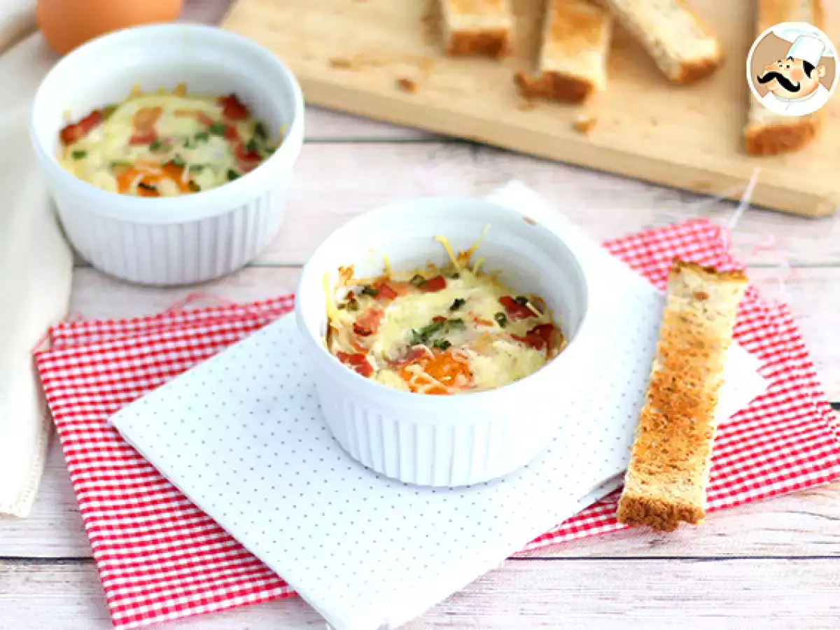 Oeufs cocotte so slaninou a pažítkou, rýchly recept - foto 3