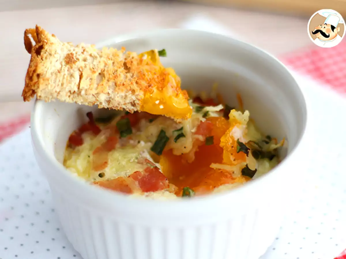 Oeufs cocotte so slaninou a pažítkou, rýchly recept - foto 4