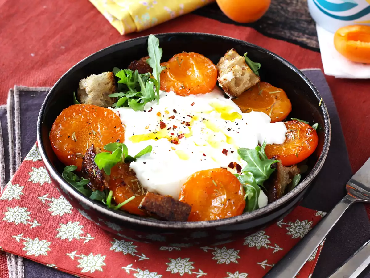 Pečené marhule, rukola a šalát burrata - foto 4