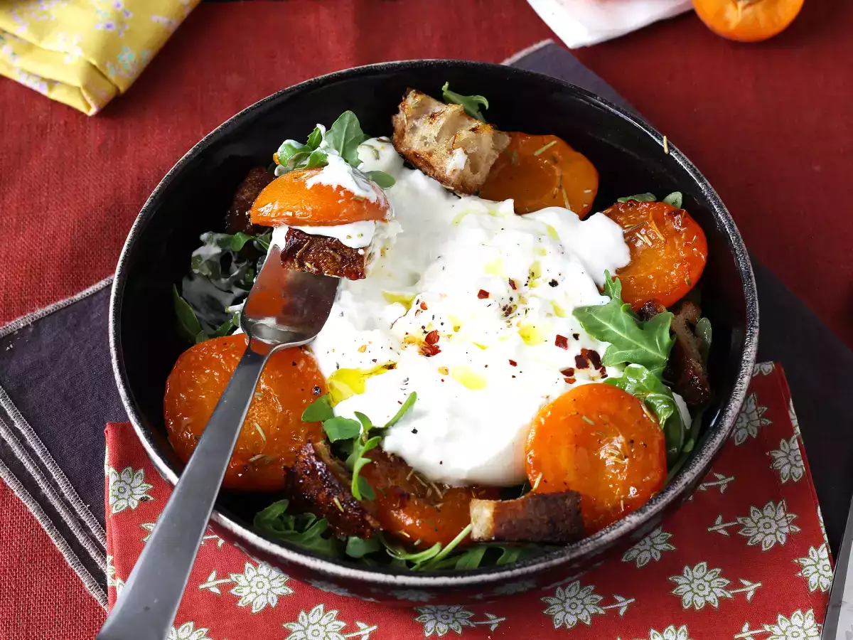 Pečené marhule, rukola a šalát burrata - foto 5