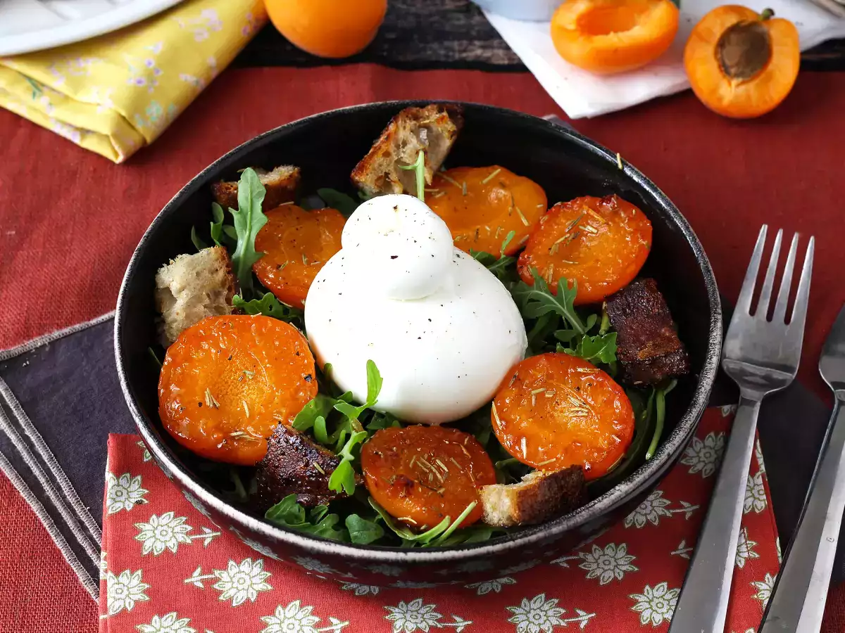 Pečené marhule, rukola a šalát burrata - foto 6