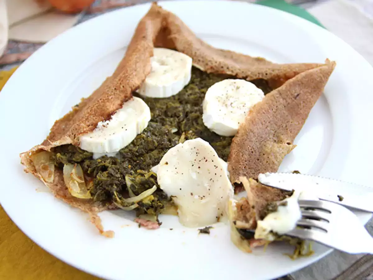 Pohánková palacinka so špenátom, šunkou a kozím syrom - foto 4