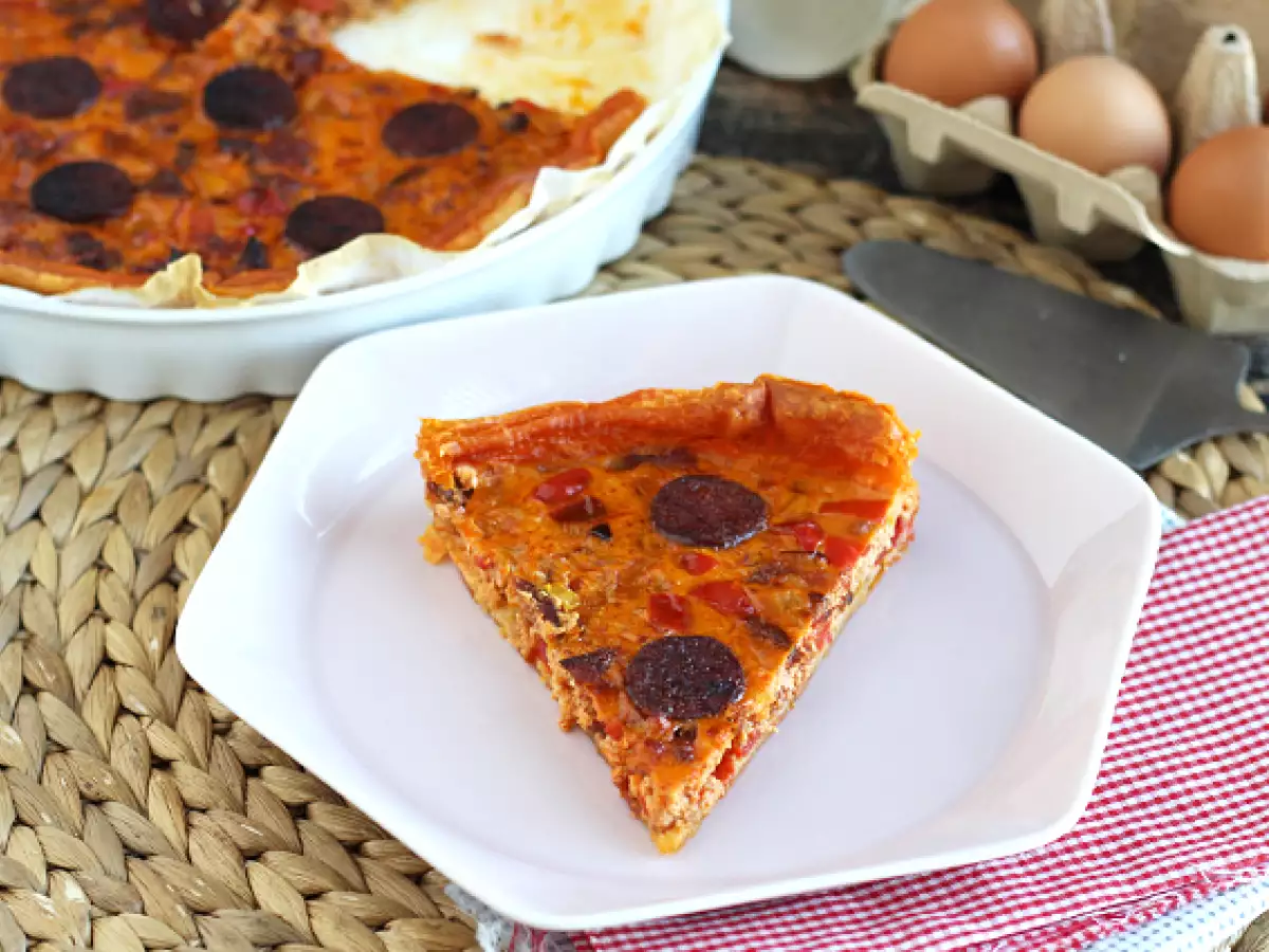 Quiche s paprikou a chorizom