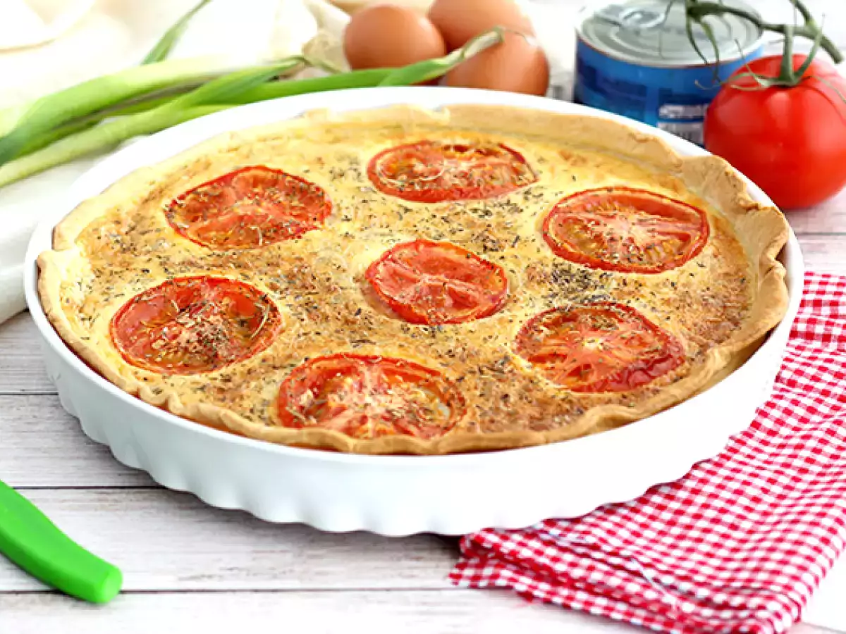 Quiche s tuniakom a paradajkami