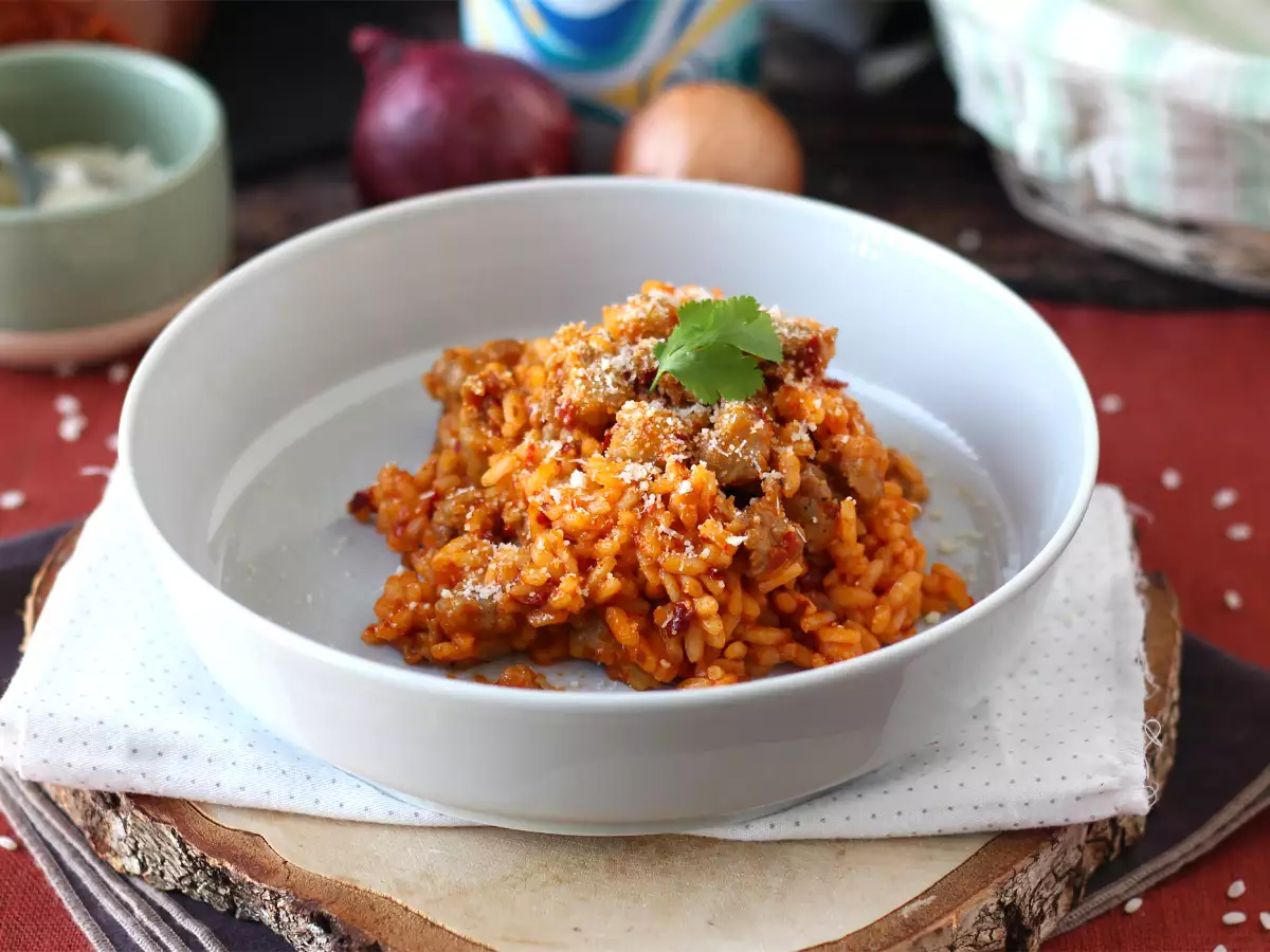 Rizoto 'nduja a klobása, prvý chod s intenzívnou chuťou - foto 2