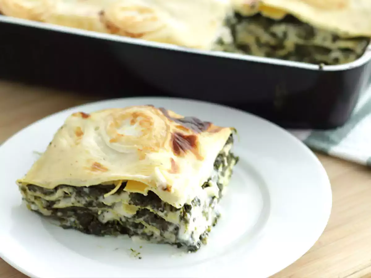 Špenátové lasagne s kozím syrom
