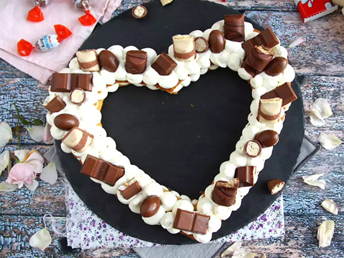 Srdcový koláč au Kinder - Kinder srdcový koláč na Valentína