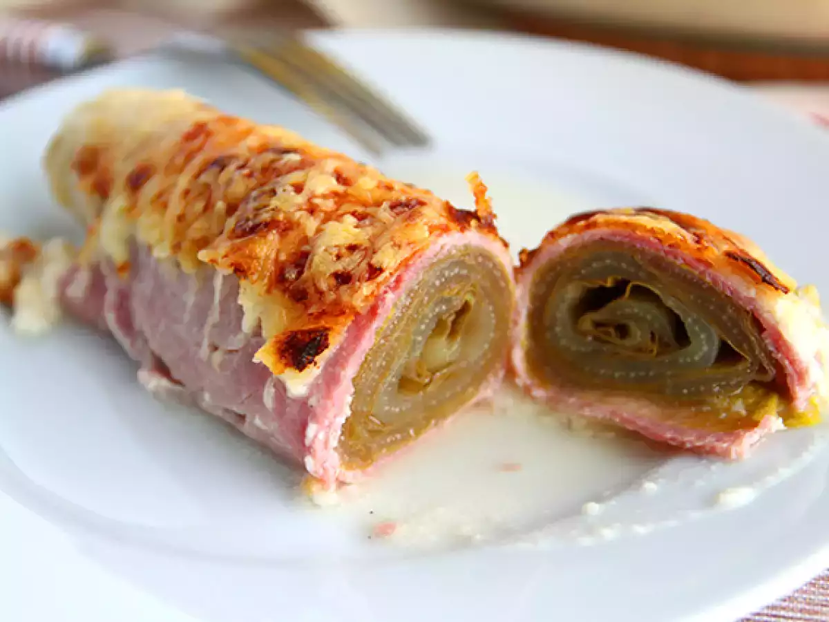 Šunka endívia au gratin