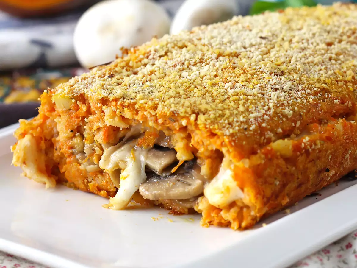 Tekvicová sekaná so šampiňónmi a syrom scamorza: chutný a jednoduchý pečený recept