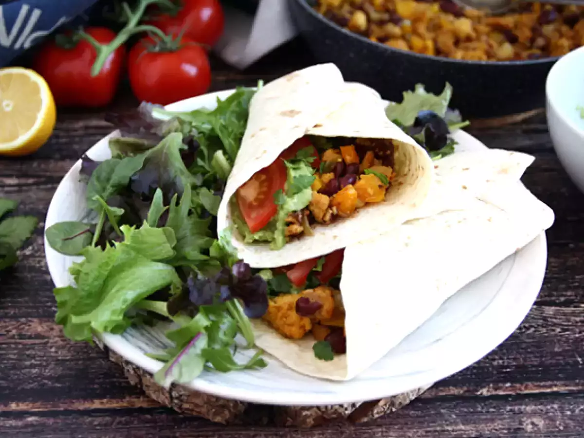 Vegetariánske fajitas s textúrovaným sójovým proteínom