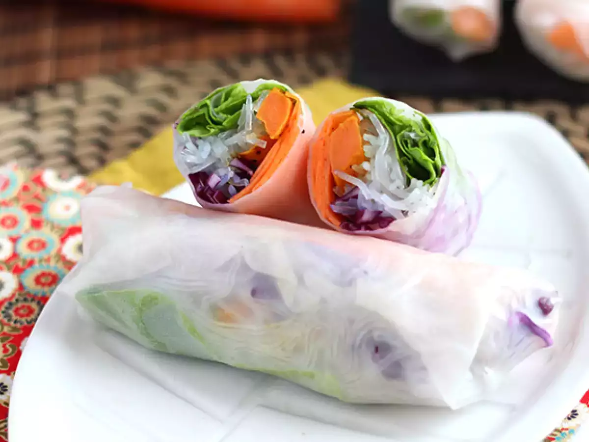 Vegetariánske jarné závitky - červená kapusta a sladké zemiaky - foto 3