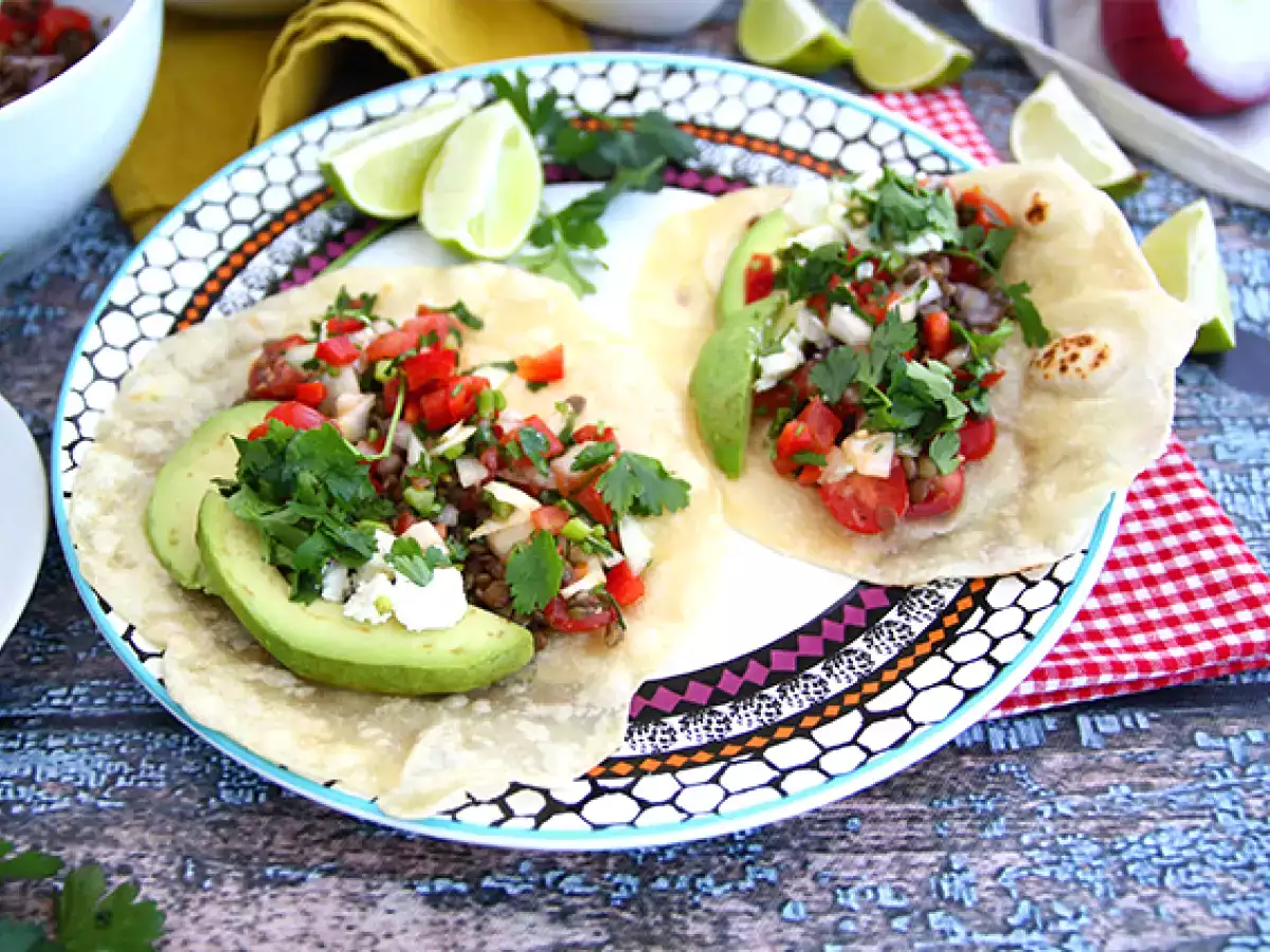 Vegetariánske tacos so šošovicou
