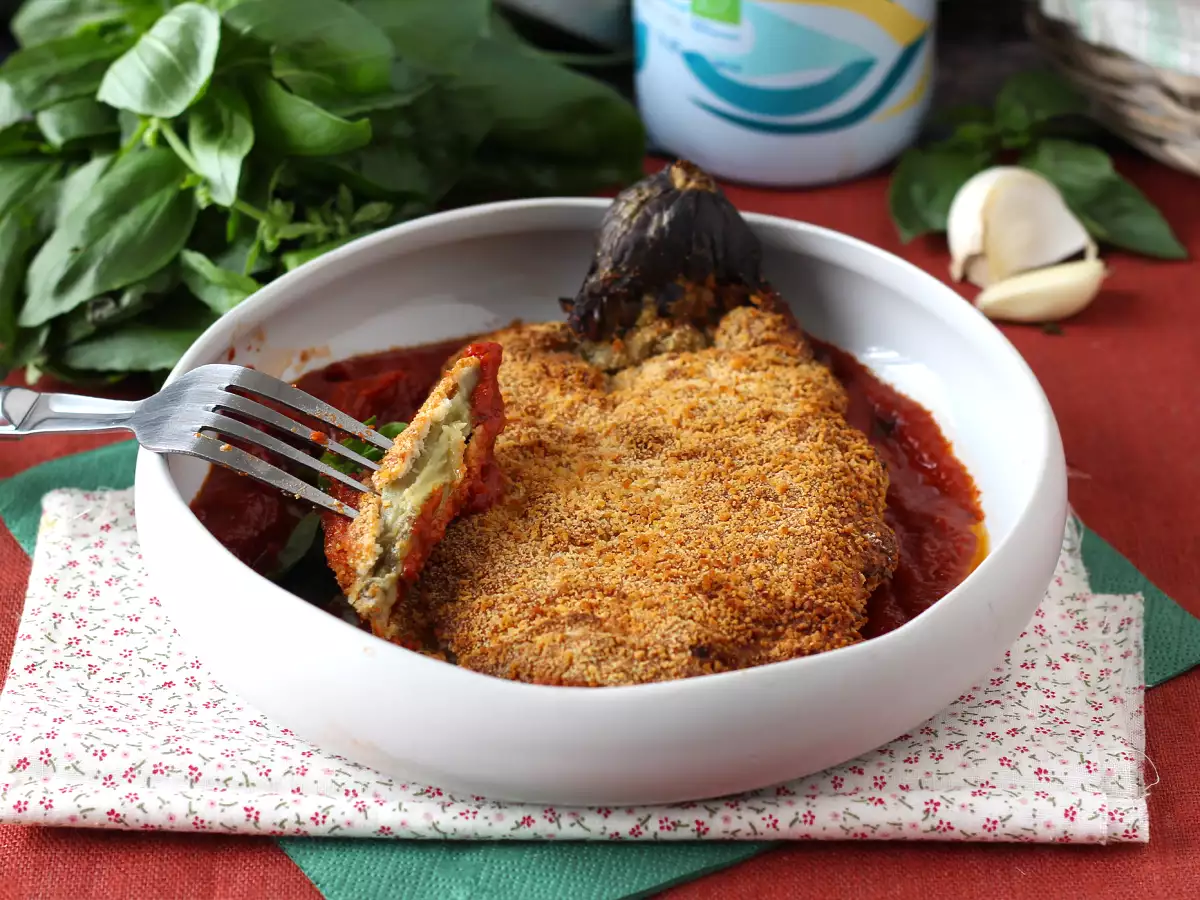 Zapečený baklažán na milánsky spôsob, ale vegetariánsky - Varenie vo fritéze