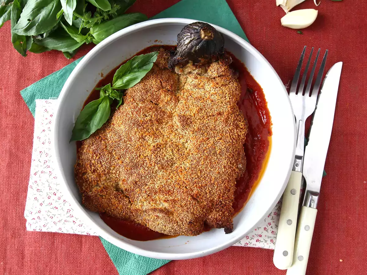 Zapečený baklažán na milánsky spôsob, ale vegetariánsky - Varenie vo fritéze - foto 2