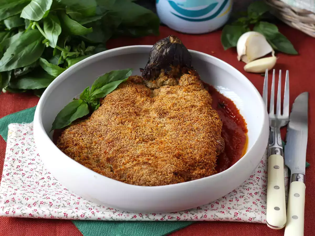 Zapečený baklažán na milánsky spôsob, ale vegetariánsky - Varenie vo fritéze - foto 3