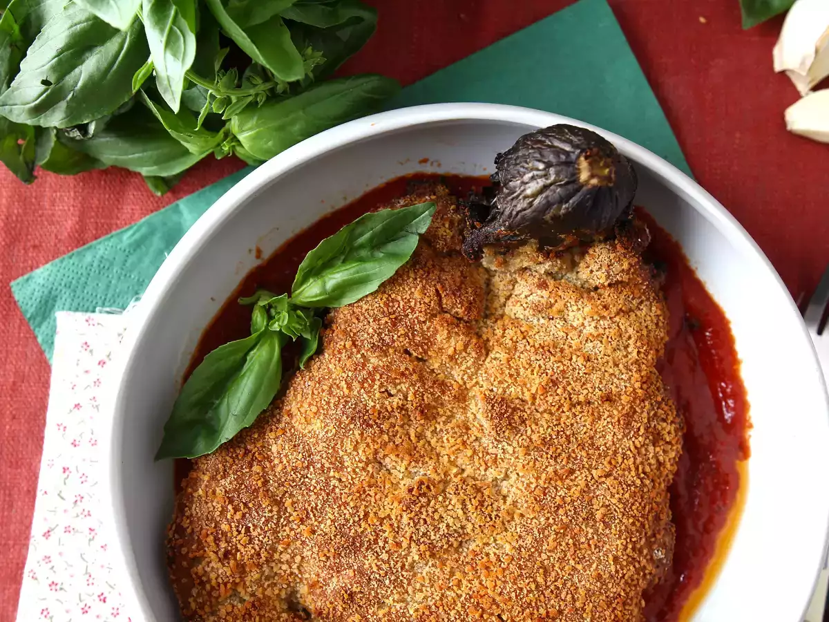 Zapečený baklažán na milánsky spôsob, ale vegetariánsky - Varenie vo fritéze - foto 4