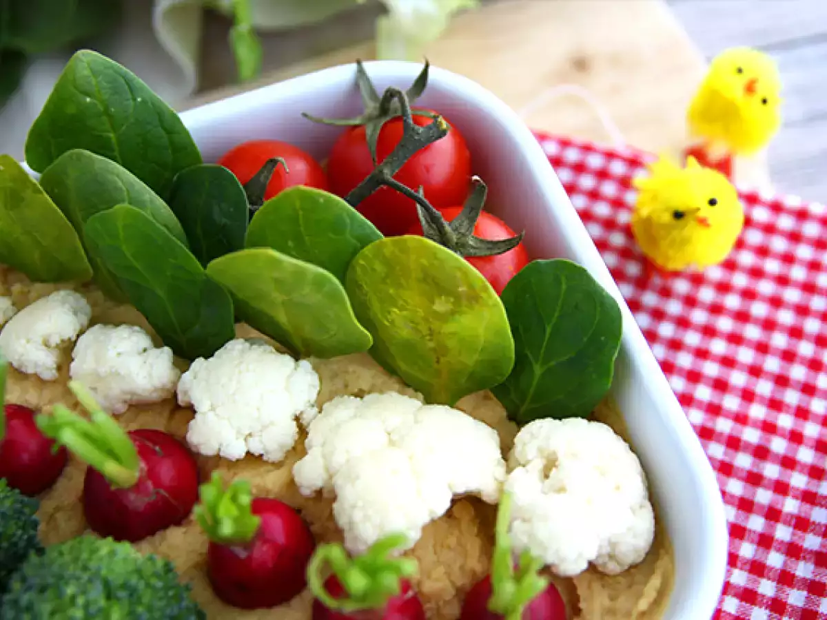 Zeleninová záhrada na aperitívy (hummus a baby zelenina) - foto 3